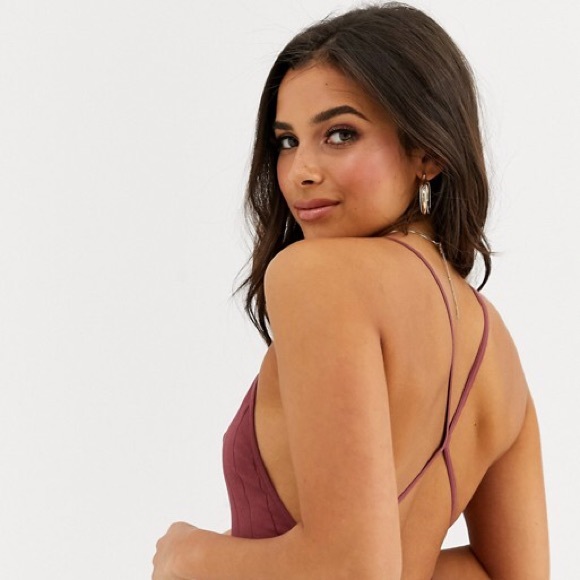 Free People Bridget Bodysuit Wine Halter Neck - Picture 11 of 16